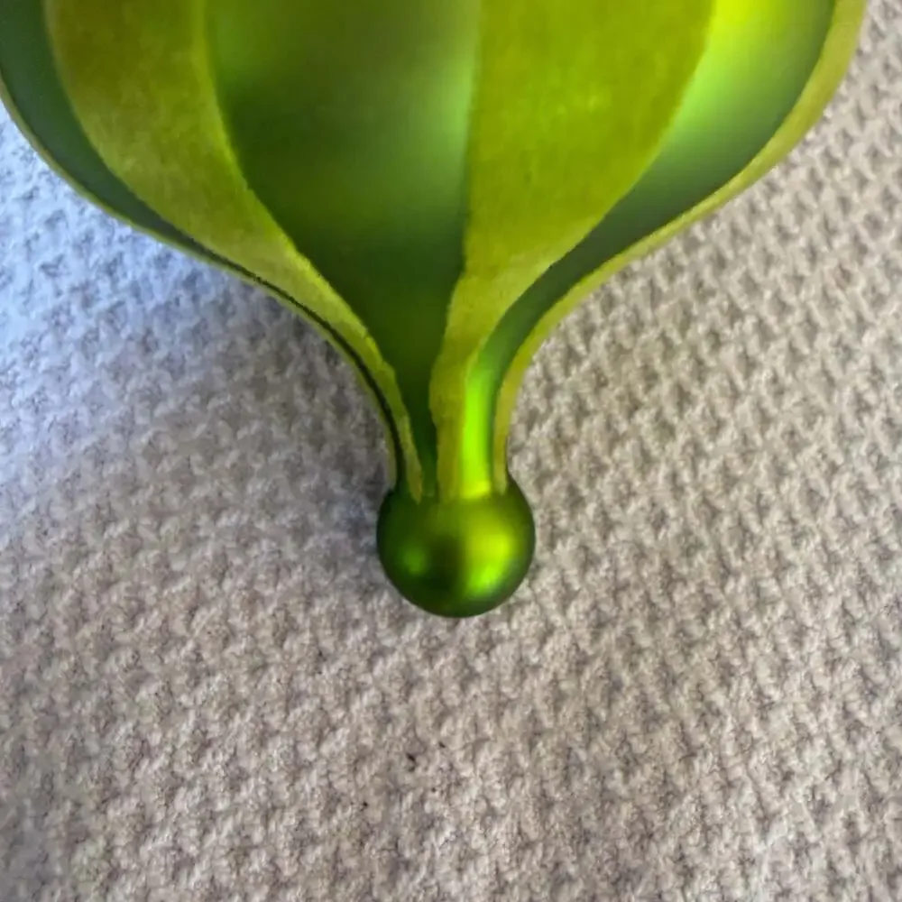 Lime Green Velvet Stripe Finial Christmas Ornament